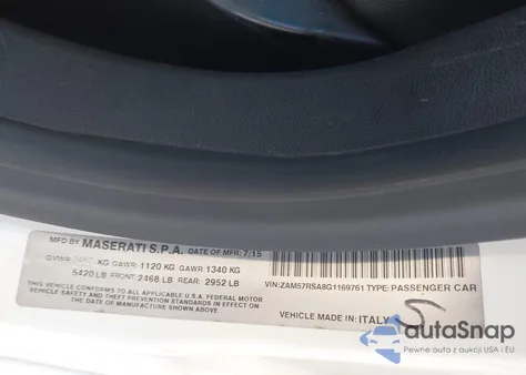 2016 Maserati Ghibli S из США, поврежденный, VIN ZAM57RSA8G1169761